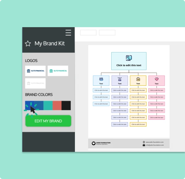 Generate WBS diagrams with your distinct branding