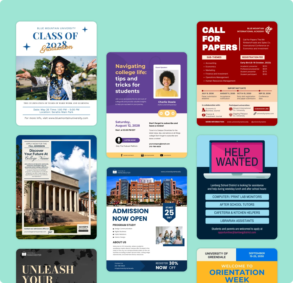 Easily customize templates to create eye-catching school posters
