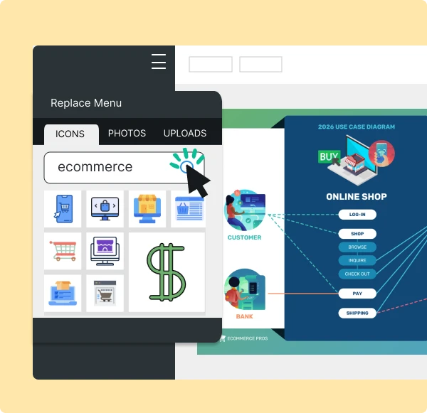 Customize your block diagram with icons and images