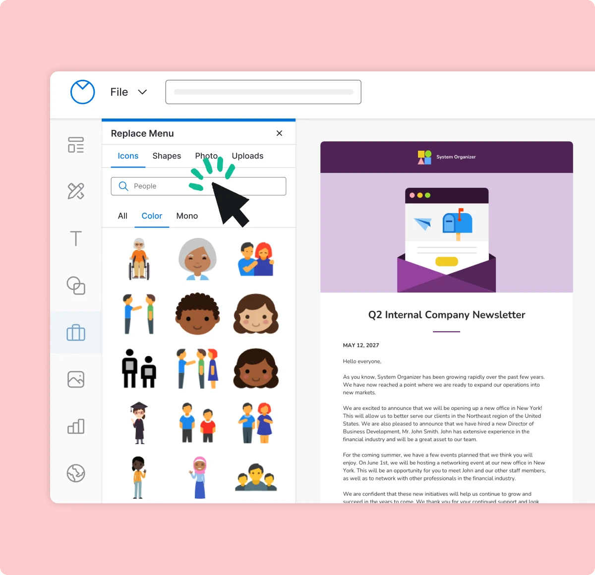 Upgrade your emails with photos, icons and illustrations