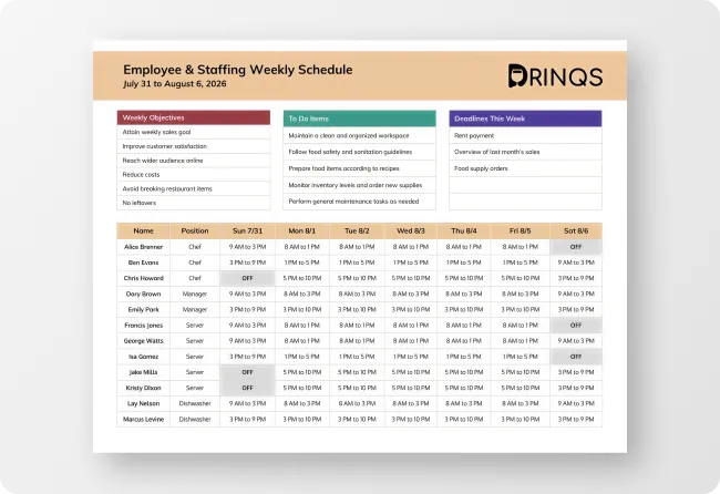 Work Schedule Generator