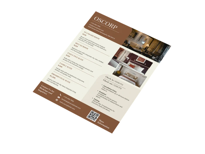 hotel price list templates