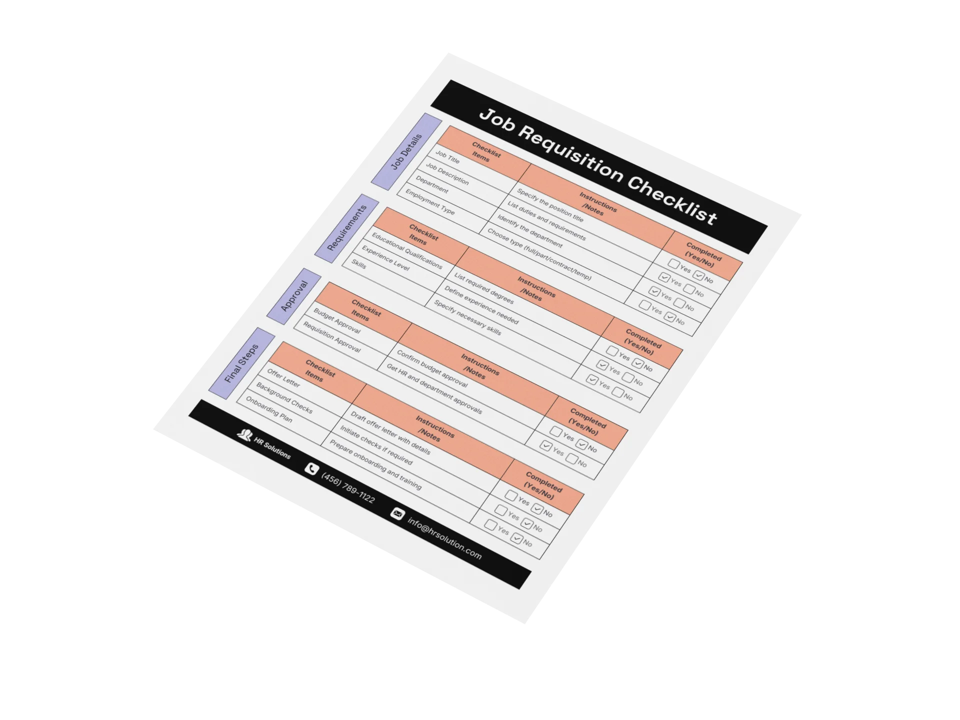 human resources checklist templates