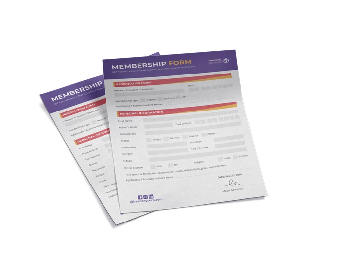 membership form templates