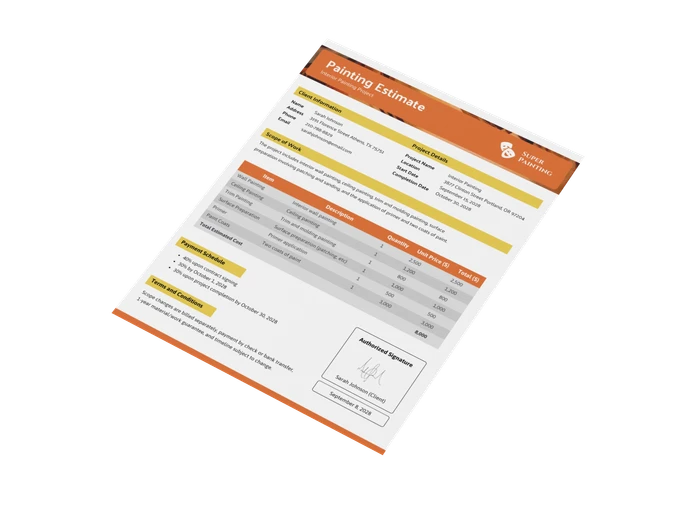 painting estimate templates