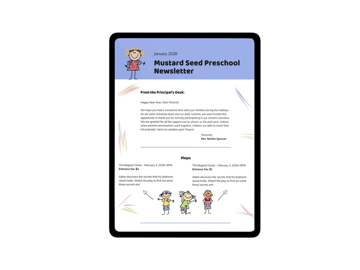 Preschool Newsletter Templates