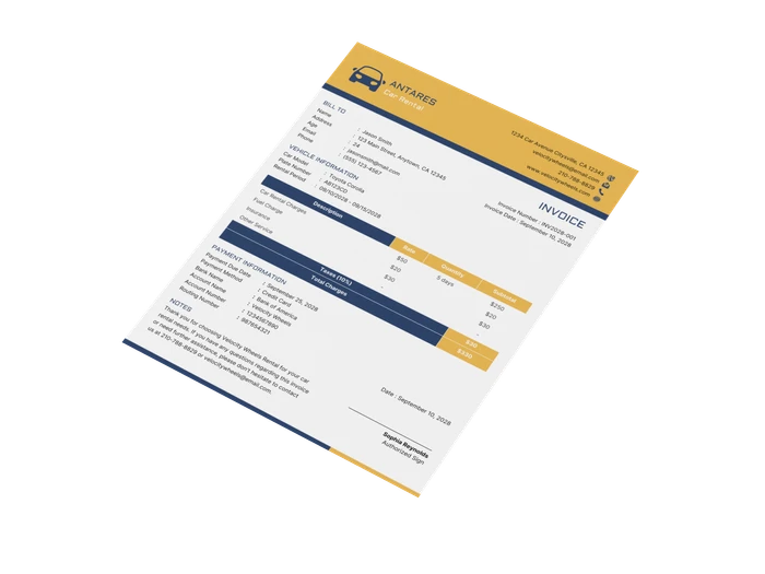 rental invoice templates