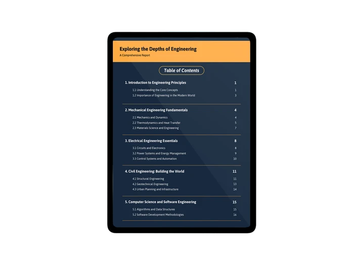 report table of contents templates