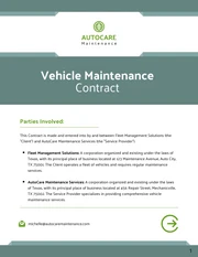 Vehicle Maintenance Contract Template - Page 1