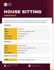 House Sitting Contract Template - Page 1