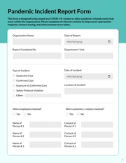 Pandemic Incident Report - Page 1