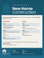 New Home Construction Contract Template - Page 1