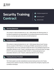 Security Training Contract Template - Page 1