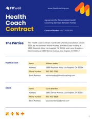 Health Coach Contract Template - Page 1