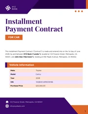 Installment Payment Contract for Car Template - Page 1