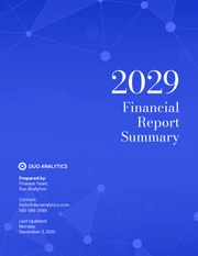 Blue Financial Report Summary Template - Page 1