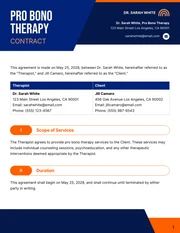 Pro Bono Therapy Contract Template - Page 1