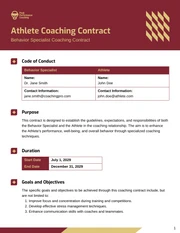 Behavior Specialist Coaching Contract Template - Page 1