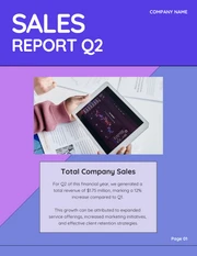 Fun Purple Blue Sales Report - Page 1