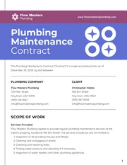 Plumbing Maintenance Contract Template - Page 1