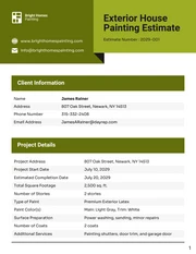 Exterior House Painting Estimate Template - Page 1