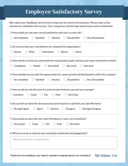 Employee Engagement Satisfactory Survey Form Template - Page 1