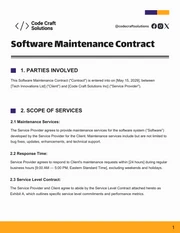 Software Maintenance Contract Template - Page 1