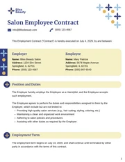 Salon Employee Contract Template - Page 1