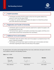 Pet Breeding Contract Template - Page 3