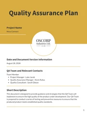 Yellow Minimalist QA Plan - Page 1