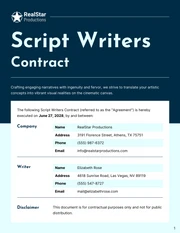 Script Writers Contract Template - Page 1