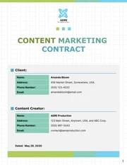 Content Marketing Contract Template - Page 1