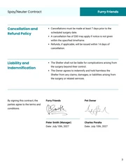 Spay/Neuter Contract Template - Page 3