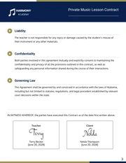 Private Music Lesson Contract Template - Page 3