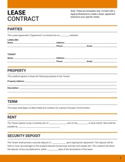 Simple Orange and White Lease Contract - Page 1