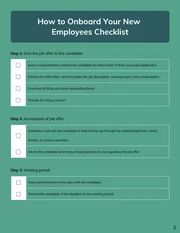 Green New Employee Onboarding Checklist Template - Page 2