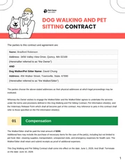 Dog Walking and Pet Sitting Contract Template - Page 1