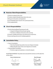 Church Musician Contract Template Free - Page 2