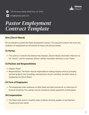 Pastor Employment Contract Template - Page 1