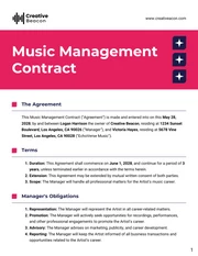 Music Management Contract Template - Page 1