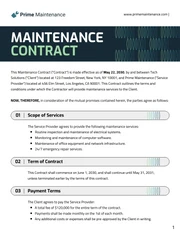 Maintenance Contract Template - Page 1