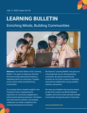 Minimalist Blue And Gold Classroom Community Newsletter - Page 1