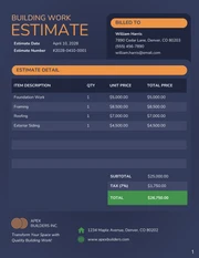 Building Work Estimate Template - Page 1