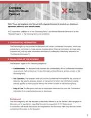 Simple Red Corporate NDA Contract - Page 1