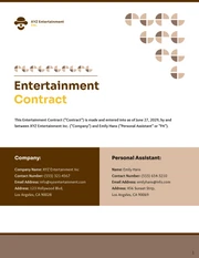 Entertainment Contract Template - Page 1