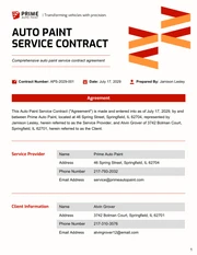 Auto Paint Service Contract Template - Page 1