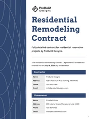 Residential Remodeling Contract Template - Page 1