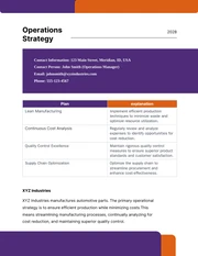 Purple And Orange Simple Minimalist Operational Plan - Page 1