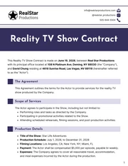 Reality TV Show Contract Template - Page 1