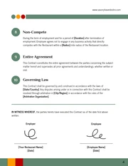 Restaurant Employment Contract Template - Page 4